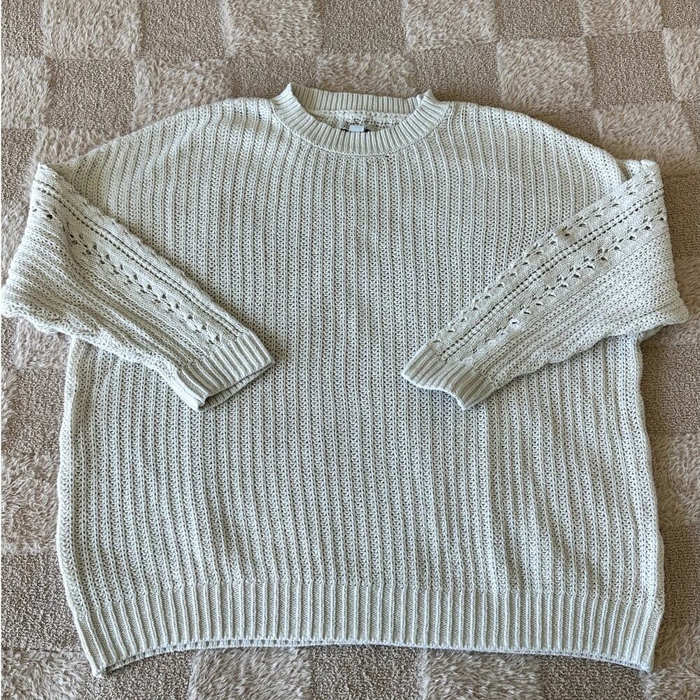 American Eagle Sweater Pullover Cable Knit Tan Size large